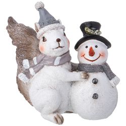 ФИГУРКА "БЕЛКА СО СНЕГОВИКОМ" 14,5*7*14 СМ