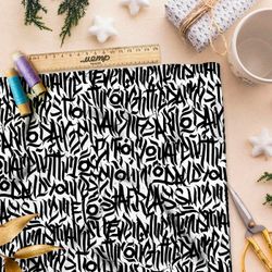 Ткань премиум дюспо черно-белая абстракция