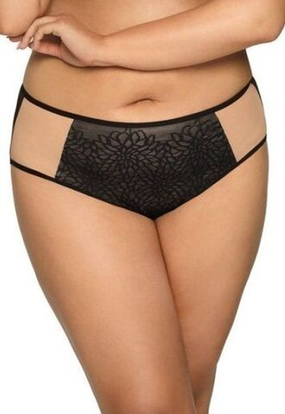 Двухцветные трусики-слипы с цветочным рисунком (Размер: XL) (Цвет: черный с бежевым)