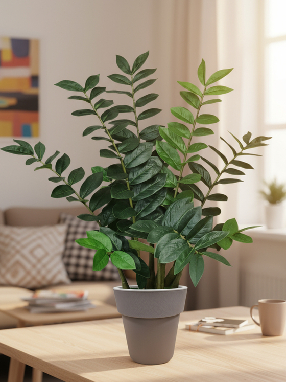 Замиокулькас искусственный 80см в стильном кашпо