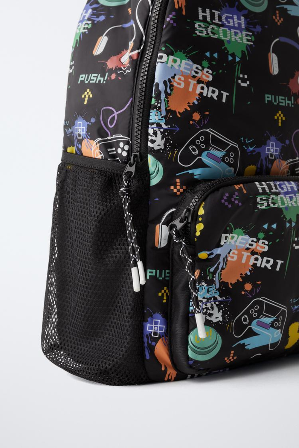 ZARA РЮКЗАК С ПРИНТОМ «ГЕЙМИНГ», ЧЕРНЫЙ