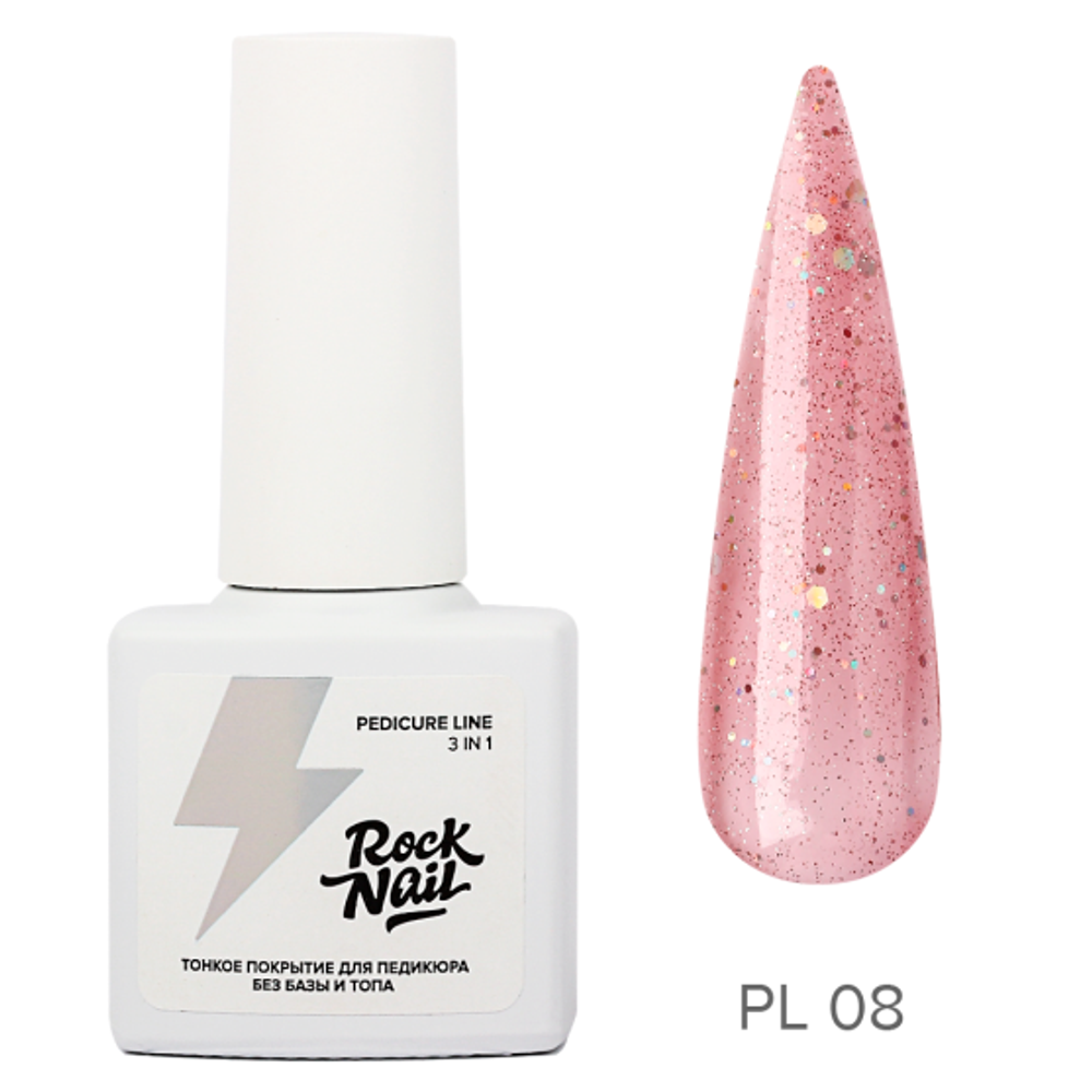 RockNail Однофазный Гель-лак Pedicure Line 08 Nails Hair Hips Heels, 6 мл