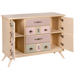 Комод Пандора - 2 с 4 ящиками и 2 полками Айвори Акварель