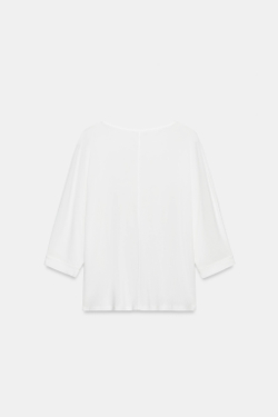 ZARA ХЛОПКОВАЯ ФУТБОЛКА С ВОРОТНИКОМ НА ПУГОВИЦАХ, БЕЛЫЙ