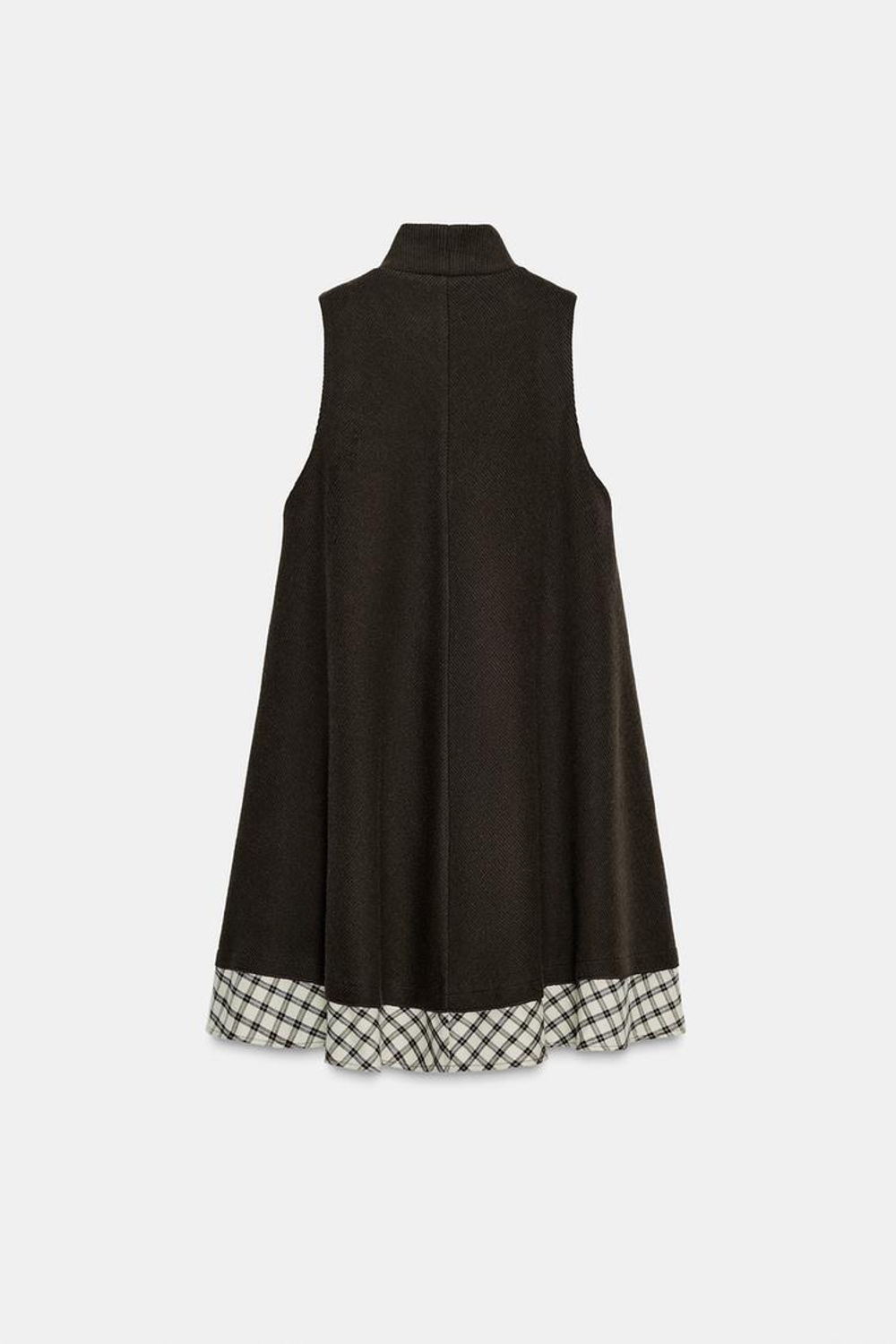 ZARA КОРОТКОЕ ПЛАТЬЕ В КЛЕТКУ, КОРИЧНЕВЫЙ