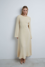 Платье из вискозы Стелла Маккартни с декоративной сборкой по спинке сливочный