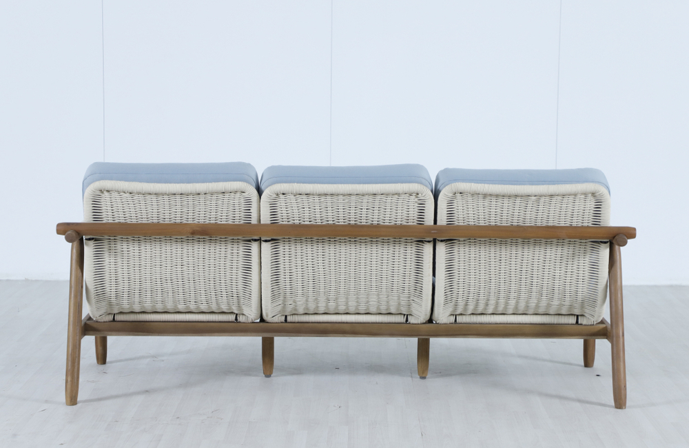 Диван деревянный трехместный Tagliamento Apoyo, грецкий орех, голубой