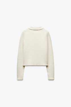 ZARA КАРДИГАН С БУСИНАМИ, ЭКРЮ