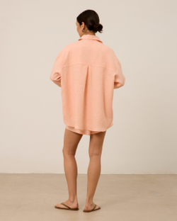 Рубашка 07, из 100% льна, персиковая
