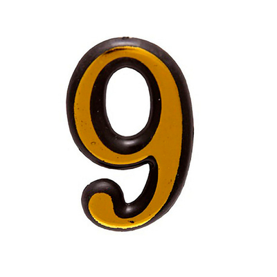 Цифра дверная АЛЛЮР Большая пластик золото "9" /50