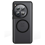 Чехол с Магсейф OnePlus 12 прозрачный матовый с черным бортом WLONS