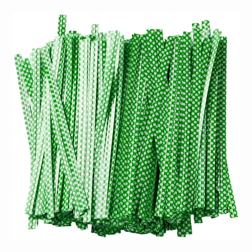 Скрутики-прутики 10 см с рисунком Горошек в пластмассовой оболочке зеленые