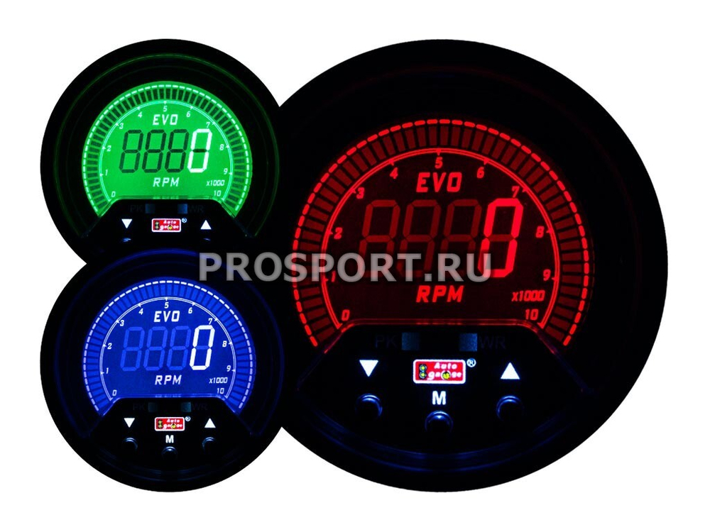 Тахометр 60mm, (0-10,000RPM) (Evo Style) 270 град с индикатором и бипером