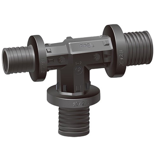 Тройник VARMEGA Slide-fit переходной, 20×25×16, аксиальный, PPSU, VM50506