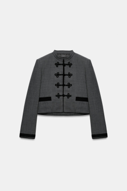 ZARA БЛЕЙЗЕР С НАКИДКОЙ — ZW COLLECTION, СЕРЫЙ МЕЛАНЖ