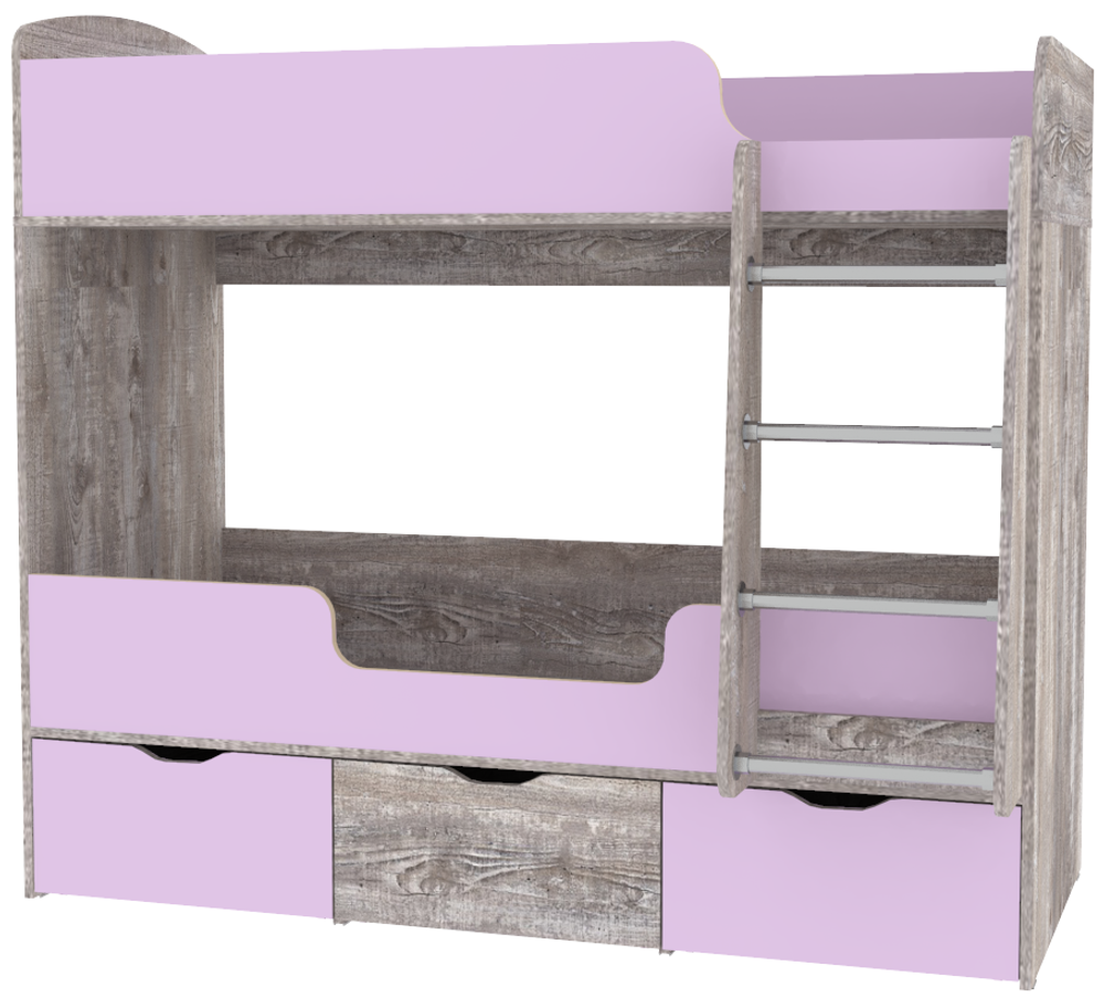 Кровать двухъярусная КарИВи Малыш Двойняшка Бетон Ирис