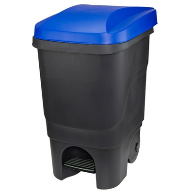 Бак 60л с педалью на колесах (синий)