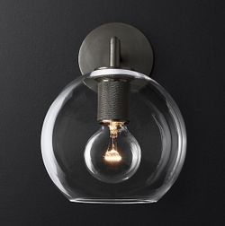 Бра Rh Utilitaire Globe Shade Single Sconce Black By Imperiumloft