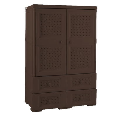 Шкаф - комод пластиковый "УЮТ" 2 дверцы, 4 ящика Э-122 (шоколадный) 830х450х1245