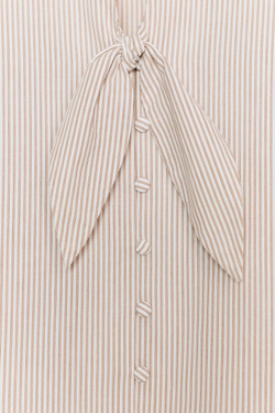 ZARA БЛУЗА В ПОЛОСКУ С ЗАВЯЗКАМИ, КОРИЧНЕВЫЙ/БЕЛЫЙ