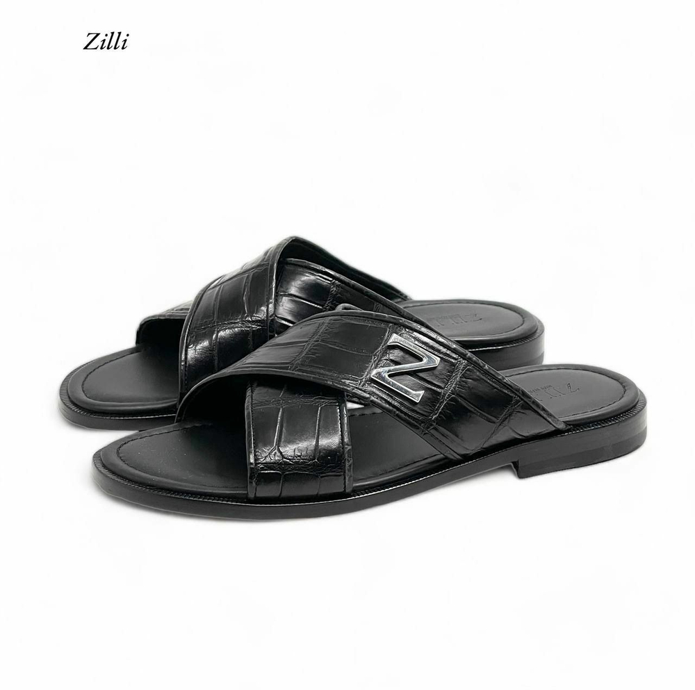 Шлепанцы Zilli из кожи крокодила