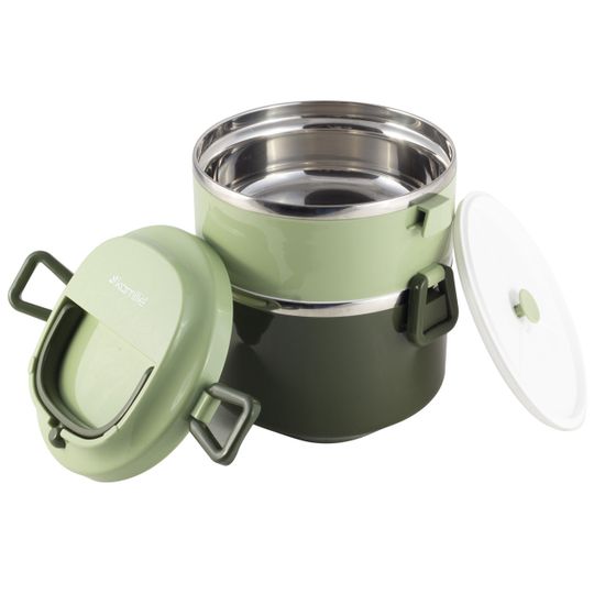 Ланч бокс двойной 1700 мл. Kamille KM 2136 пластик, нержавеющая сталь