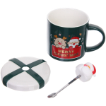 Кружка керамическая 400мл «Рождественский микс» с крышкой и ложкой
