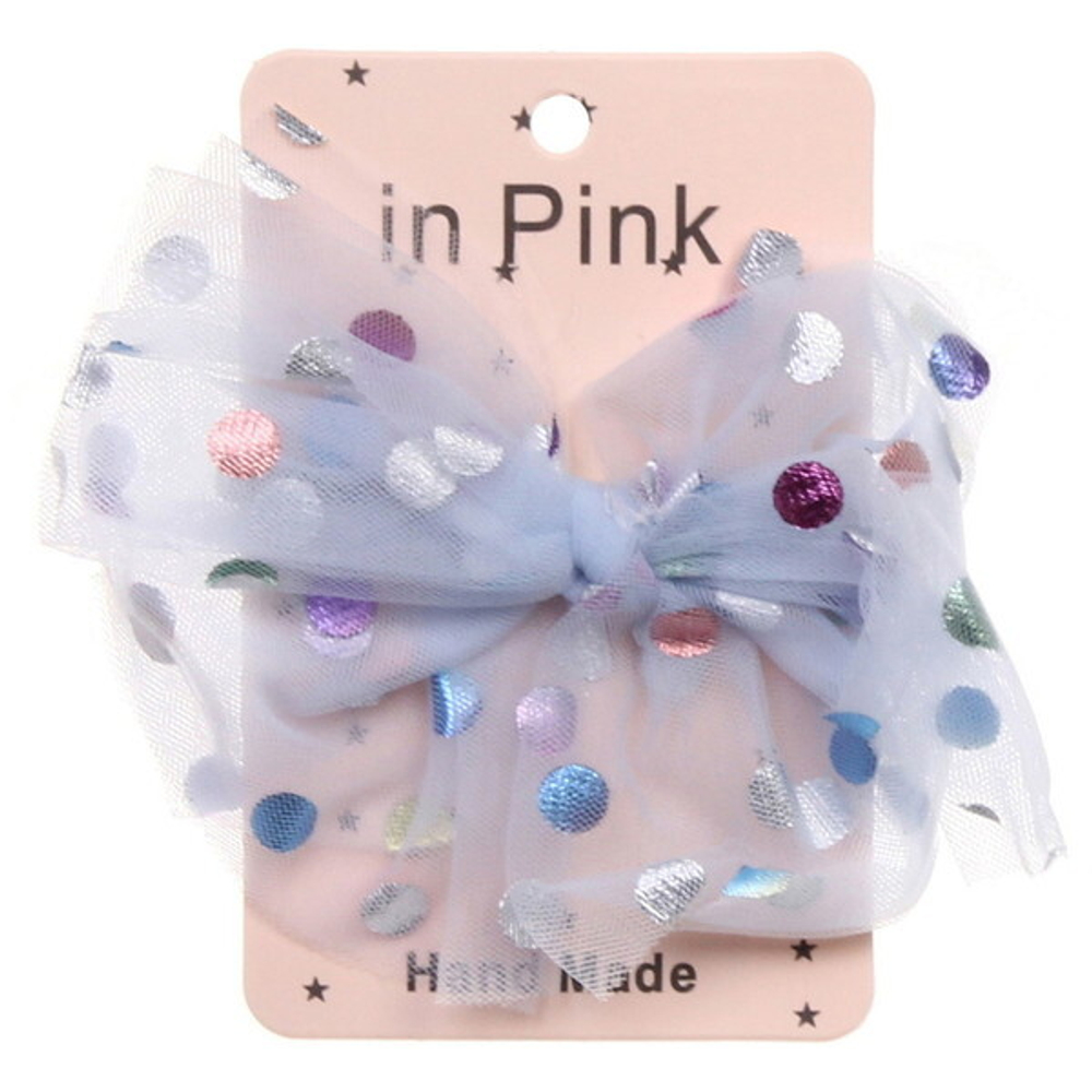 Резинка для волос 1шт «Pomp - Ариэль», микс 4 цвета( белый, пудровый, светло-голуб., светло-фиолет.), 12*10 см