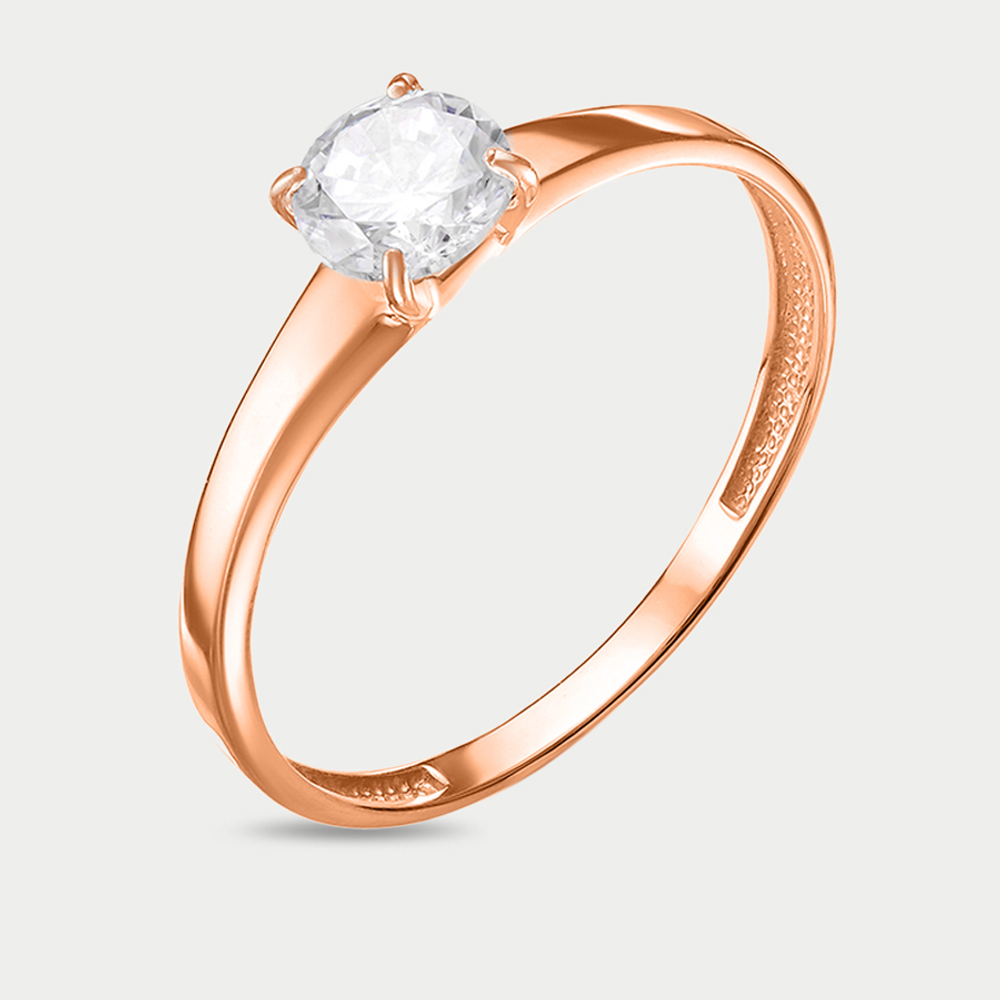 Помолвочное кольцо женское из розового золота 585 пробы с фианитами (арт. 117911)