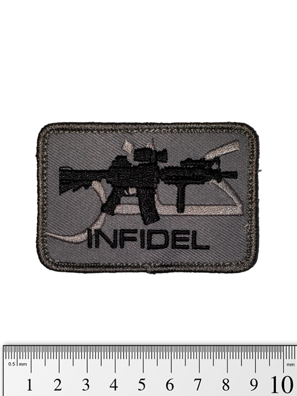 Шеврон Infidel M4 вышивка. Серый