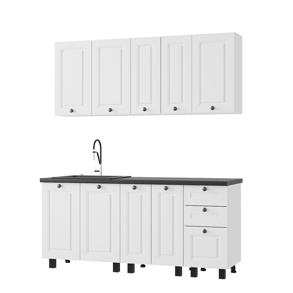 Кухня 1,8 м Санторини эмаль белая F26