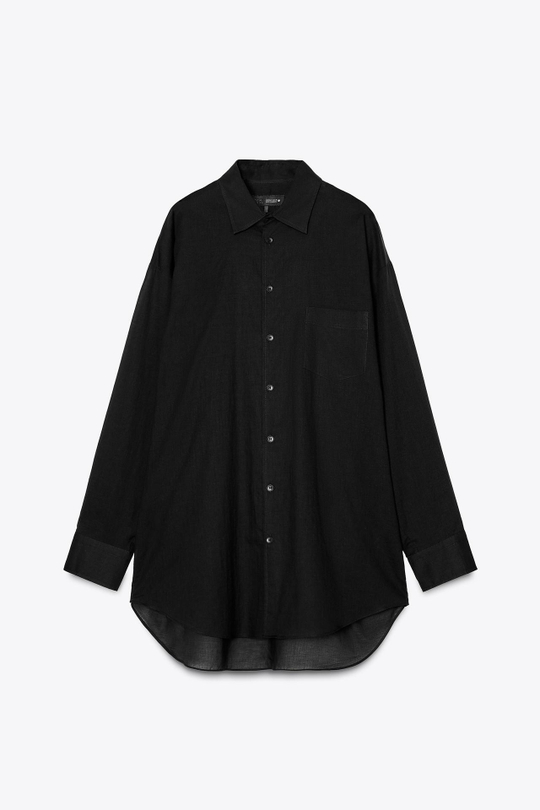 ZARA РУБАШКА OVERSIZE — ZW COLLECTION, ЧЕРНЫЙ