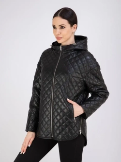 Куртка кожаная двухсторонняя с капюшоном демисезон