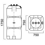 Емкость прямоугольная вертикальная для дизельного топлива со сливом Анион 800 л. вертикальная (750x750x1750см;синий) - арт.559436