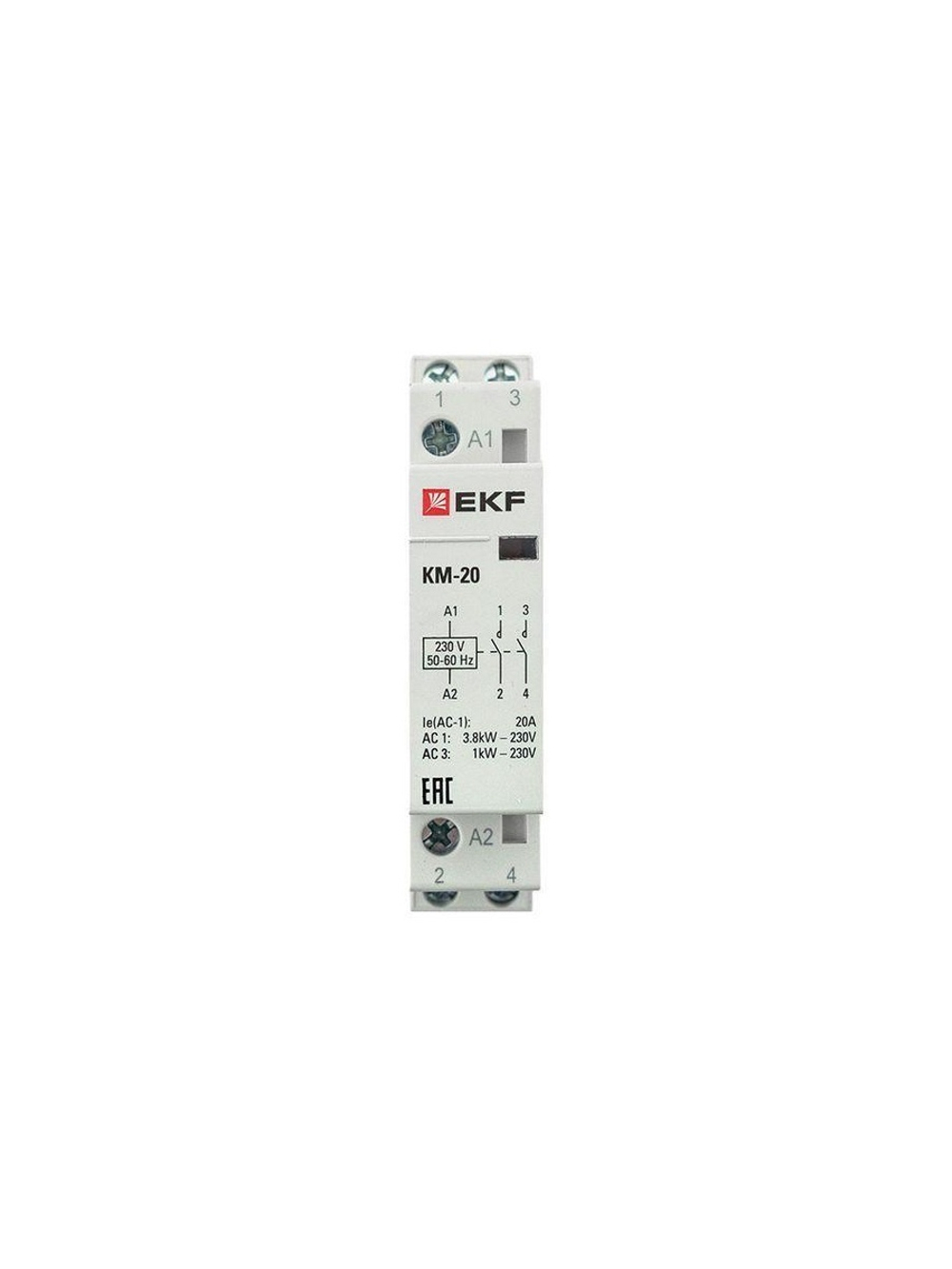Контактор модульный КМ 20А 2NО (1 мод.) EKF km-1-20-20
