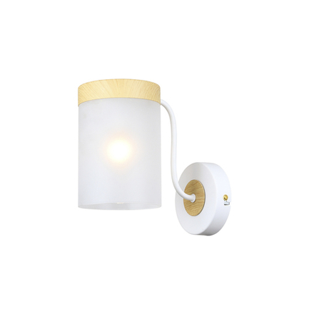 Настенный светильник 1x40Вт E14, металл/стекло, белый/дерево, матовый плафон