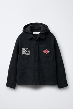 ZARA ВЕЛЬВЕТОВАЯ КУРТКА-РУБАШКА COMFORT С ФЛИСОМ, МОРСКОЙ СИНИЙ