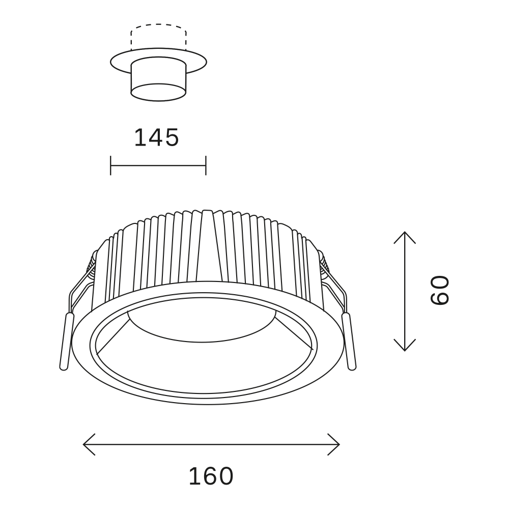 ST755.438.18 Св-к встр. Черный LED 1*18W 3000K 1 620Lm Ra80 120° IP20 D160xH60 100-240V