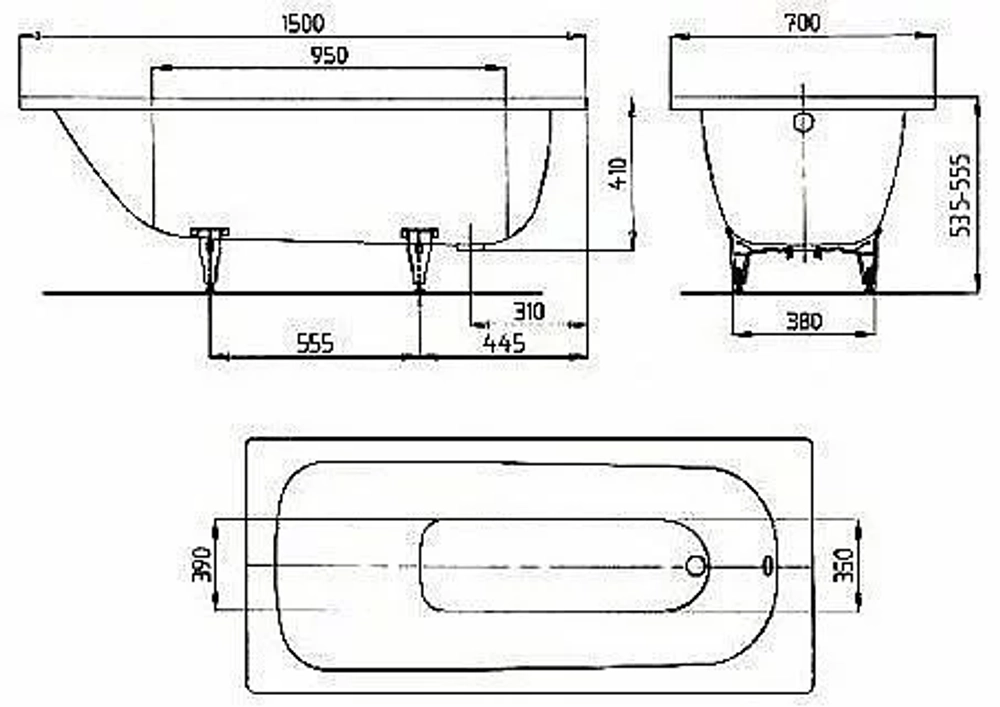 Ванна стальная Kaldewei Saniform Plus 361-1 150х70 111600010001 белый
