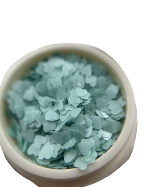 Блестки для ногтей сердечки бирюзовые