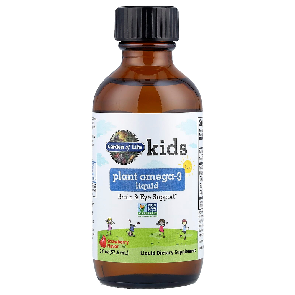 Garden of Life, Kids Plant Omega-3 Liquid, клубника, 57,5 мл (2 жидк. унц.)