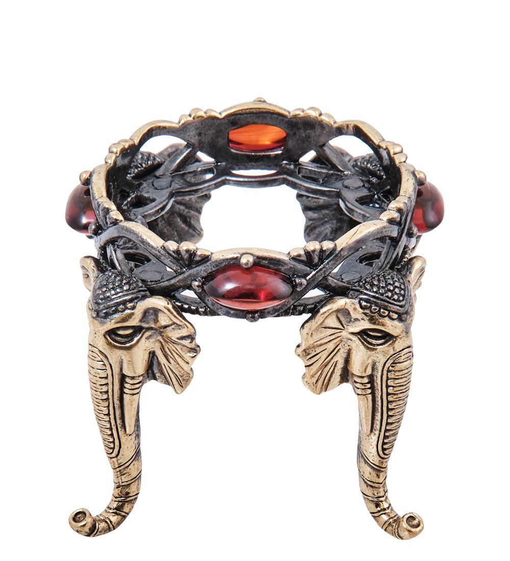 Народные промыслы AM-3998 Подсвечник «Слоны Индия» (латунь, янтарь)