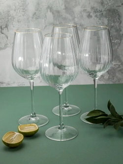 Набор бокалов для вина, 600 мл, 2 шт. с золотой каймой