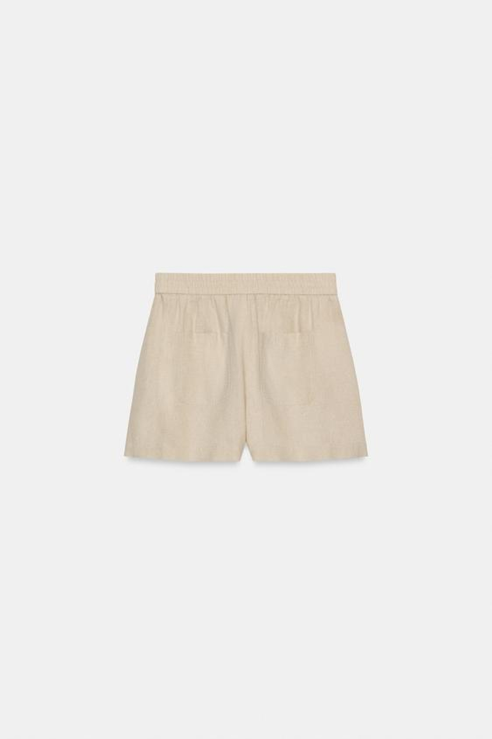 ZARA БЕРМУДЫ ИЗ СМЕСОВОГО ЛЬНА С ЭЛАСТИЧНЫМ ПОЯСОМ, СВЕТЛО-БЕЖЕВЫЙ