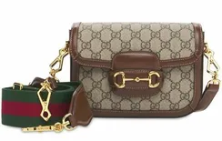 Мини-сумка Gucci Horsebit 1955 коричнево-бежевый