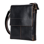 Сумка молодежная FABULA "Kansas", натуральная кожа, отстрочка, магнитный замок, 240x280x40 мм, черная, S.7/1.TX