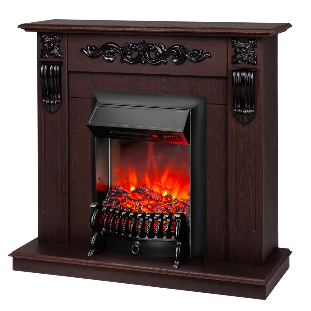 Электрокамин RealFlame Dominica DN орех с очагом Fobos Lux Black RC