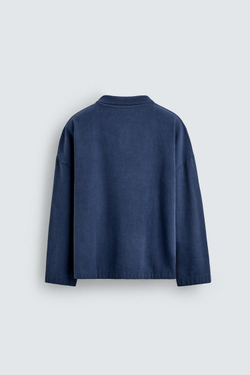 ZARA ПОЛО С ВЫШИВКОЙ, СЕРО-СИНИЙ