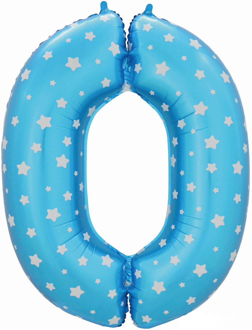 Шар (40"/102 см) Цифра, 0, Звездочки, Голубой, в упаковке 1 шт.