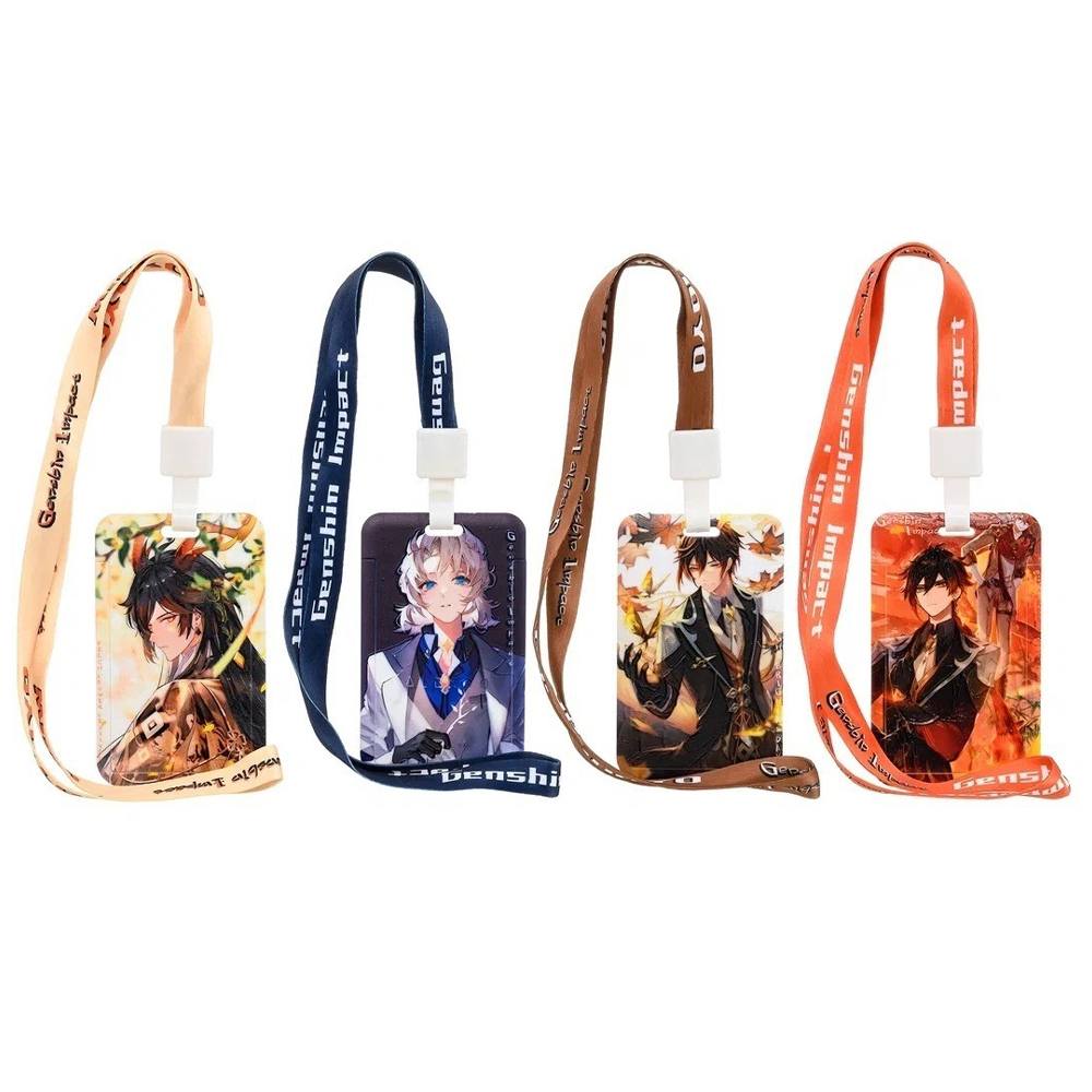 Бейдж на шнурке Basir вертикальный, 110*68 мм, аниме, 4 рисунка ассорти